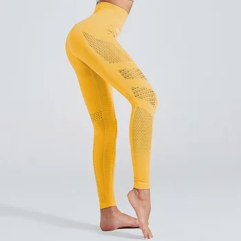 NORMOV Seamless Women Leggings Fitness High Waist Elastic Push Up Hollow Out Spandex Leggin Casual Solid Leggings 4