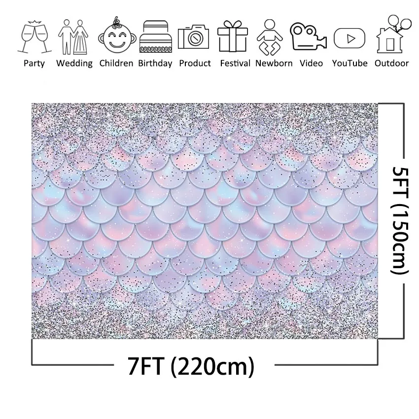 Photo Backdrop Little Mermaid Theme Birthday Banner Newborn Girl Baby Shower