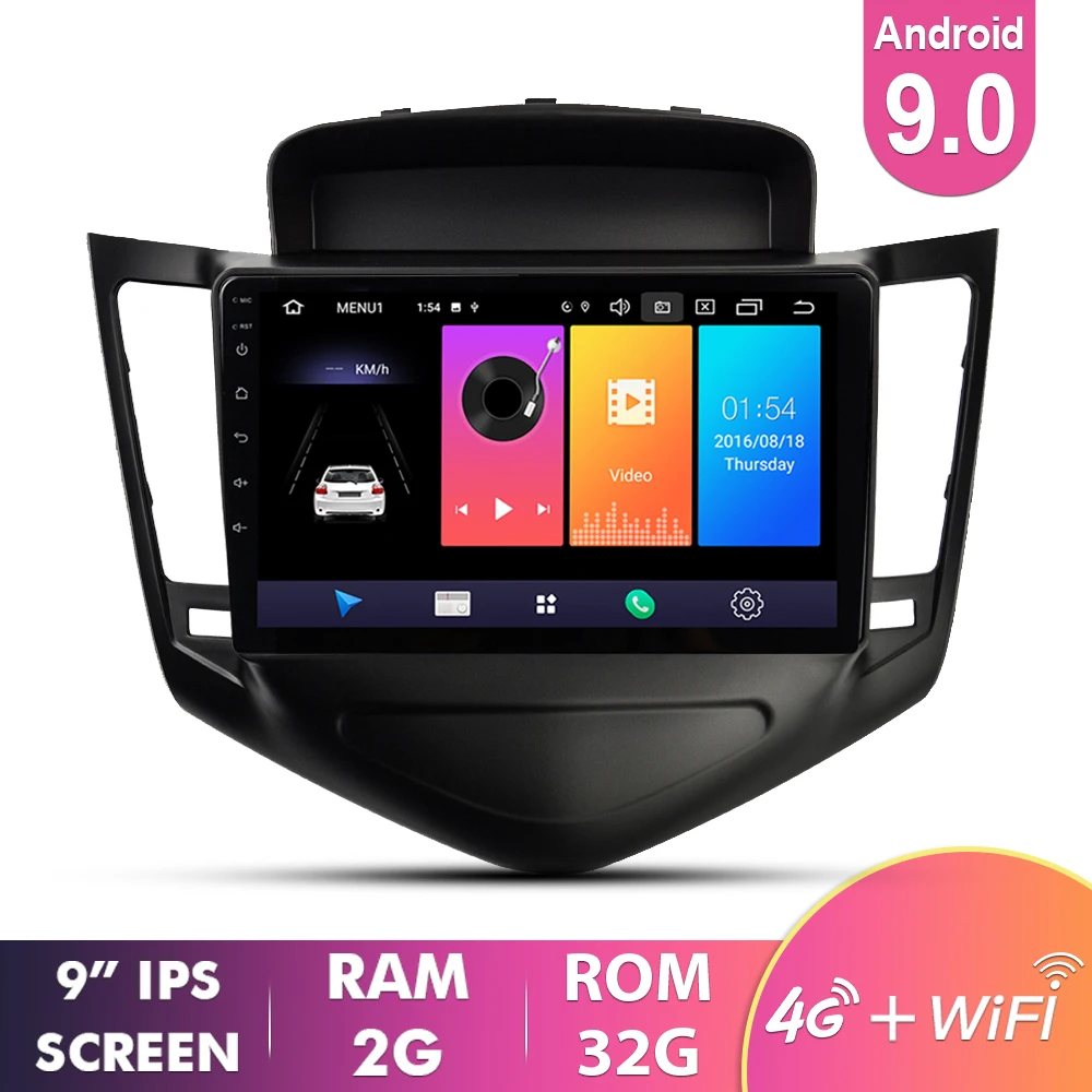 EKIY 9 'ips Android 9,0 автомобильный радио мультимедиа Авто Стерео 4G для Chevrolet Cruze Sedan DVD 2008-2012 навигация gps видео плеер - Цвет: 2G 32G