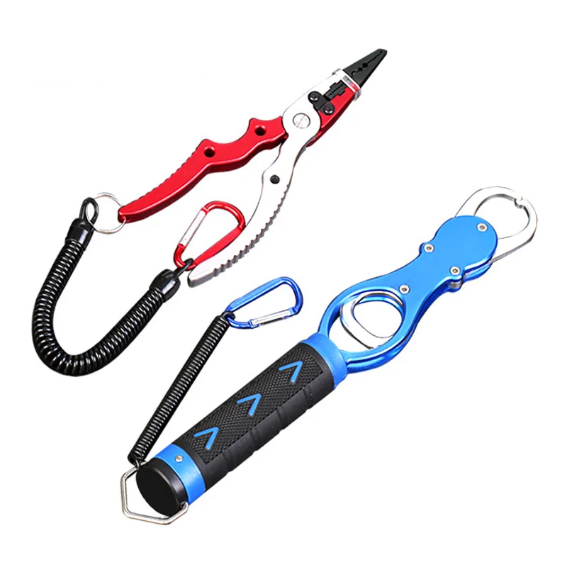 

Aluminum Alloy Fishing Plier Fish Grip Set Split Ring Cutter With Sheath & Retractable Tether Combo Hooks Remover Tool Hot