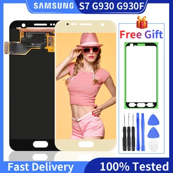 

100% Tested AMOLED S7 LCD For SAMSUNG Galaxy S7 Flat G930 G930F Display Touch Screen Digitizer Assembly With Free Gift