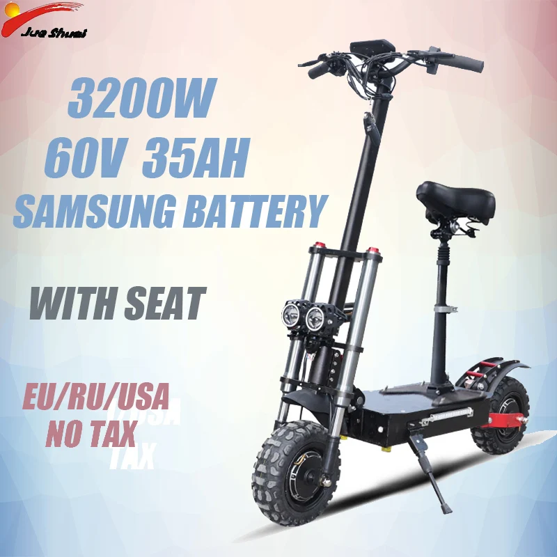 E скутер 52 в/60 в двойной привод мощный высокоскоростной Scoter Electronic Monopatin Электрический Adulto Trotinette Электрический для взрослых - Цвет: 3200W 60V 35A
