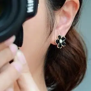Korea Style Flower Shape Enamel Clip on Earrings Without Piercing for Girls Party Cute Lovely No Hole Ear Jewelry | Украшения и