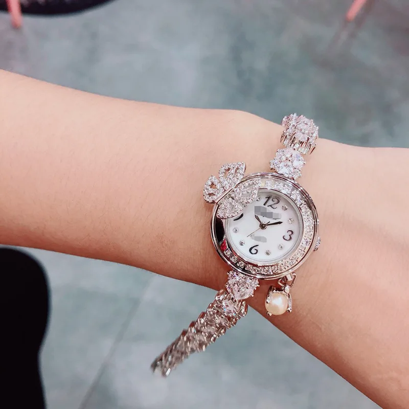 Accking AAA циркон элементы кубического циркония Кристалл розовый браслет часы для свадебной вечеринки модные ювелирные изделия ужин подарок