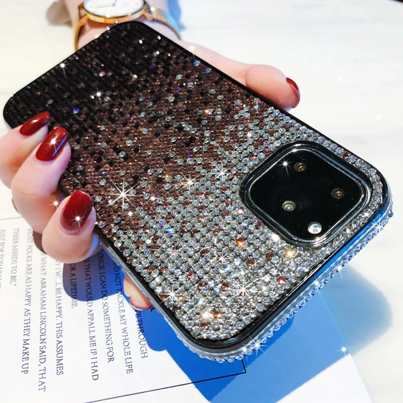 

Rhinestone Diamond Glitter Bling Soft Phone Case For iPhone 11 Pro Max 6 6S 7 8 Plus X XS XR XS Max Back Cover Case Woman Coque