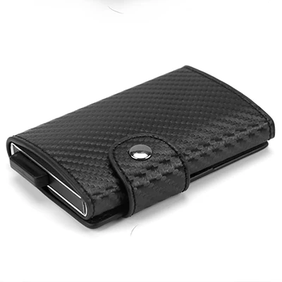 black02 Rfid кошелек, мужской кошелек, кредитный держатель для карт, блокирующий ридер, замок, банк, держатель для карт, многофункциональная коробка для карт, автоматический всплывающий кошелек - Цвет: black02