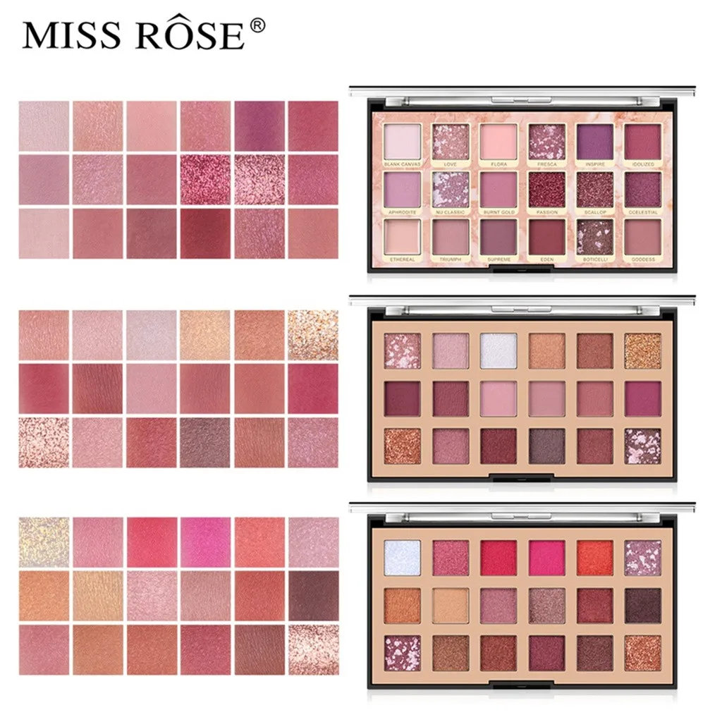 MISS ROSE тени для век Палитра Макияж паллет перламутровые блестящие тени для век Пудра матовые тени для век Косметика Макияж 18 цветов D301122