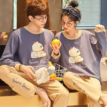 

Couple Pyjamas Women Mens Flannel Fleece Warm Autumn Winter Pijamas Women Sleepwear Pyjama Femme Pajama Set Sexy Nightwear