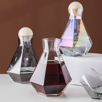 

Creative Nordic Style Diamond Water Jug with Matched Glass Amber Smoke Grey Colourful Juice Water Milk Wine Decanter