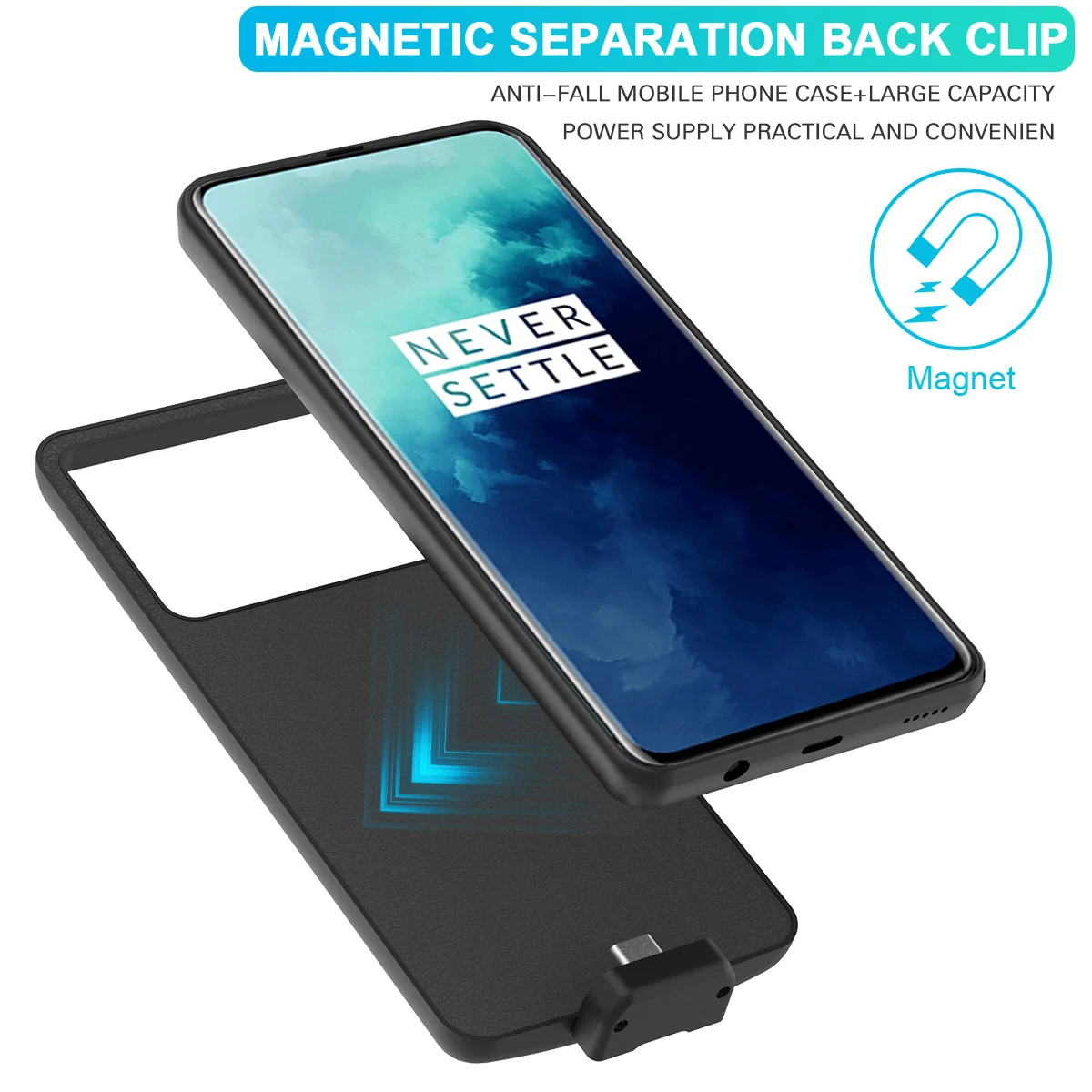 Для OnePlus 7T Pro Чехол для зарядного устройства 7000mAh Магнитный внешний резервный зарядный внешний аккумулятор чехол для One Plus 7T Pro Чехол для аккумулятора