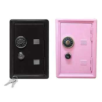 

2pcs Creative Piggy Bank Atm Money Box Password Digital Coins Cash Deposit Children New Year Gift - Black & Pink