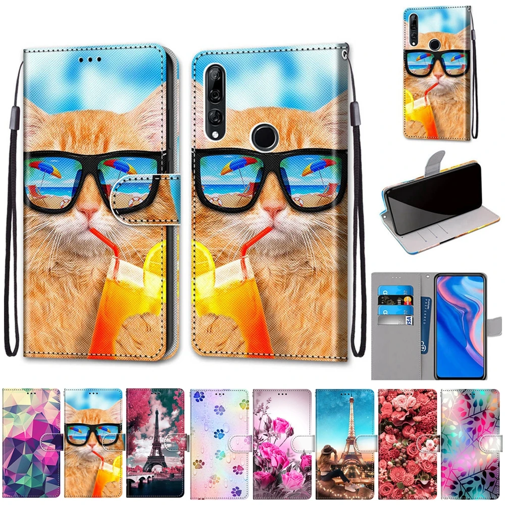 Кожаный чехол Y9 Prime 2019 для Huawei Y5 Y7 P Smart Z роскошный объемный откидной бумажник