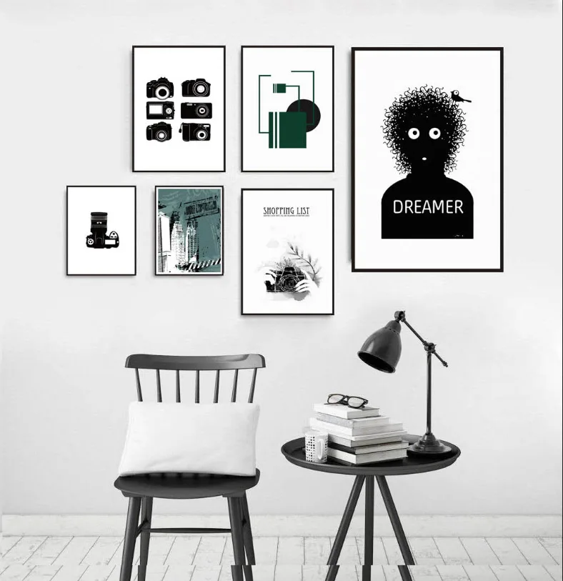 Североевропейский стиль простая фотография креативное сочетание картин современный минималистичный черно-белый Бескаркасный Декор