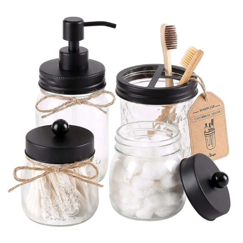 

4 Pcs Clear Glass Soap Dispenser with Rust Proof Pump Refillable Liquid Hand Soap Dispenser for Bathroom Portable Premium Soap