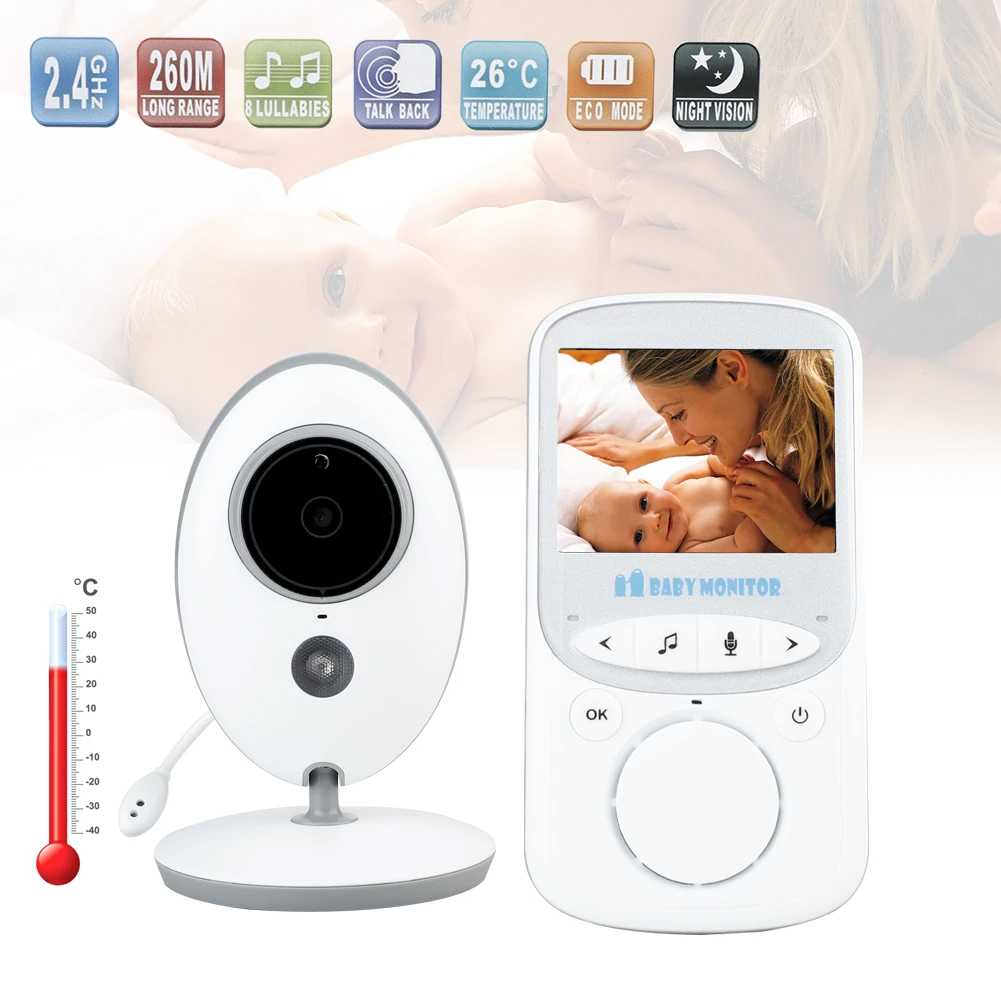  Wireless LCD Audio Video Baby Monitor di Visione Notturna Radio Musica Citofono IR 24h Macchina Fot