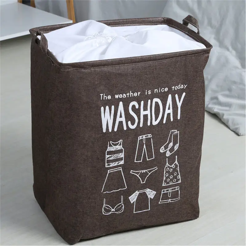 1PC New MY laundry Lettering Cotton & Linen Laudry Storage Clothes Basket Bucket 