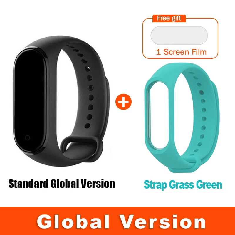 Global Gra-green Str Глобальная версия опционально Xiaomi Mi Band 4 умный Браслет Пульс фитнес 135 мАч цветной экран Bluetooth 5,0 водонепроницаемый - Цвет: Global Gra-green Str