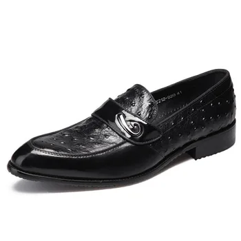 

Shoes Business British Formal Pointed Toe Slip On Cow Leather Dress Loafers Luxury Brand Oxford Wedding Footwear Men