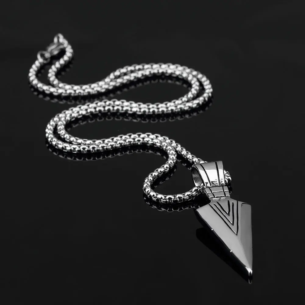 

Hot Women Men Necklace Stainless Steel Spearhead Arrowhead Pendant Necklaces Chocker Jewelry K2