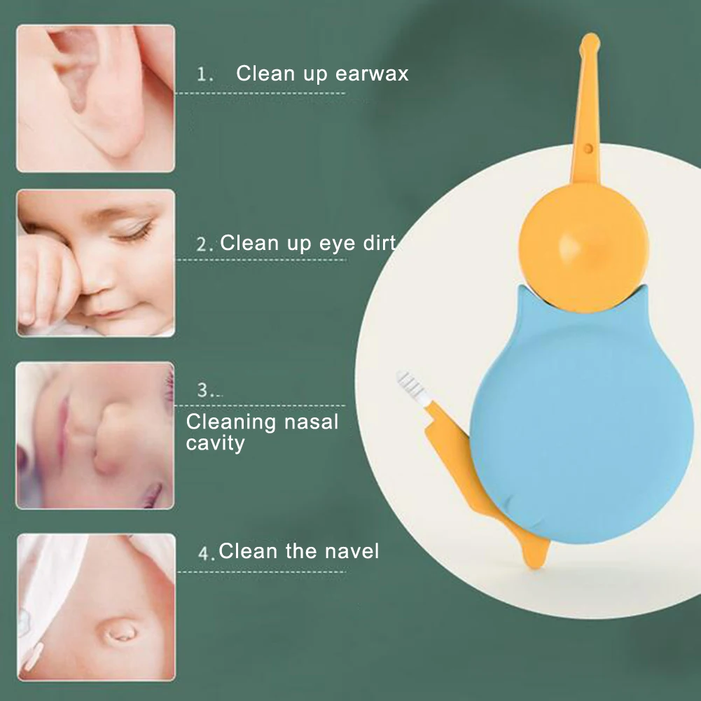 2 в 1 для новорожденных детей клипса для чистки младенцев безопасный круглый наконечник нос ушной пупок клипса очиститель для пинцета