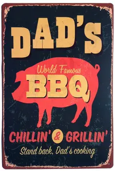 

Dad's BBQ Stand Back Dad's Cooking Vintage Tin Sign Wall Decor 8 X 12 inch