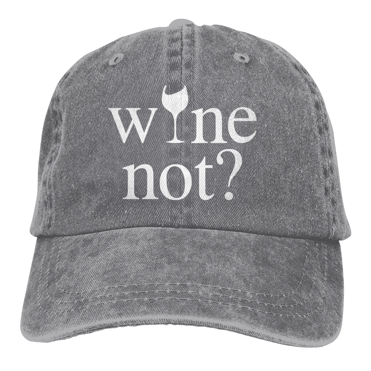 Wine Not Casquette Black Unisex Mens Womens Denim Strapback Baseball Cap Adjustable Golf Dad hat