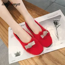 Г., модные зимние женские тапочки и меховые домашние уличные теплые тапочки для отдыха женские и женские низкие Туфли Женская зимняя обувь