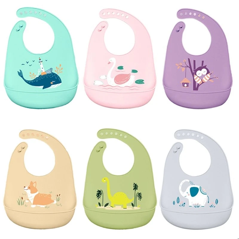 Регулируемые Слюнявчики для малышей с героями мультфильмов; Слюнявчики для кормления; Детские Водонепроницаемые Силиконовые Слюнявчики