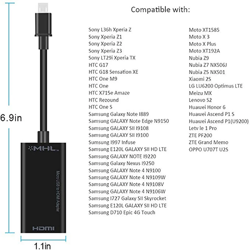 Микро USB к HDMI адаптер конвертер кабель 1080P HDTV для Android устройств samsung Galaxy Note 4, Note Edge, S2, LG, htc Xiaomi M8