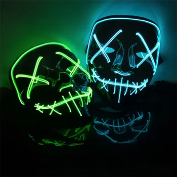 

Led Mask Light Halloween Party Cosplay Glowing Masquerade Mask Neon Festival Horror mascara led glow in the dark 4 mode lighting