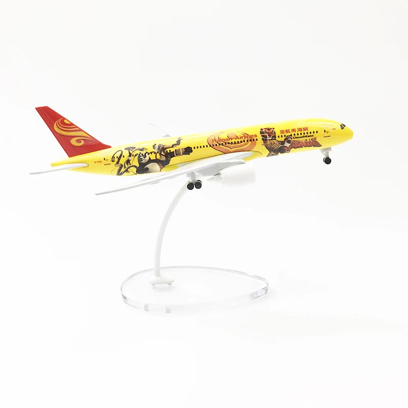 Модель самолета Hainan Airways из сплава 16 см модель пассажирского самолета серия кунг-фу Панда с колесами Boeing 787-900 - Цвет: Цвет: желтый