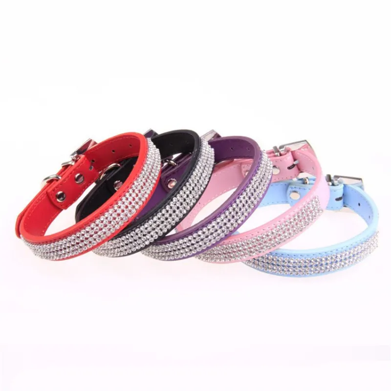 Dog Collar Pet Collar Bling Rhinestone PU Leather Crystal Diamond Puppy Collar