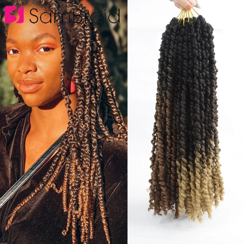 

SAMBRAID 16Inch Passion Twist Hair Crochet Hair Ombre BlackCrotchet Braiding Hair Extension Synthetic Hair For Fluffy