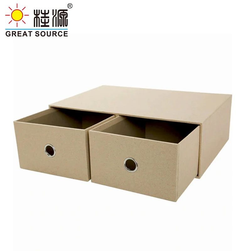 MQ2 Drawers Cabinet Cardboard Office Desk Top Organizer Home Storage One Layer Cabinet Beige Faux Linen Wood Paper(2PCS)