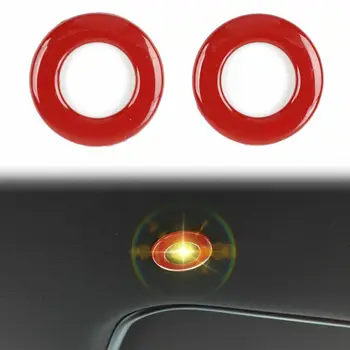 

2pcs Car Roof Reading Light Lamp Cover Trim Decor Red For Dodge Challenger 14-19