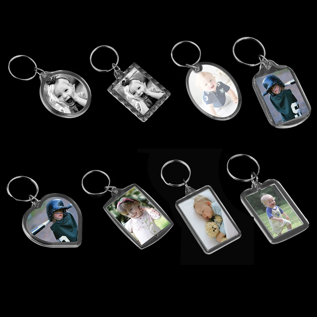 10pcs Clear Blank Insert Photo Picture Acrylic Frame Keyring Split