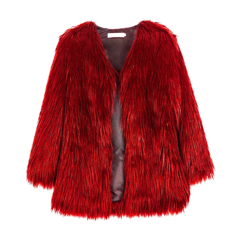 Новое зимнее женское модное повседневное пальто, однотонное пальто с искусственным мехом, Свободное длинное пальто с длинными рукавами