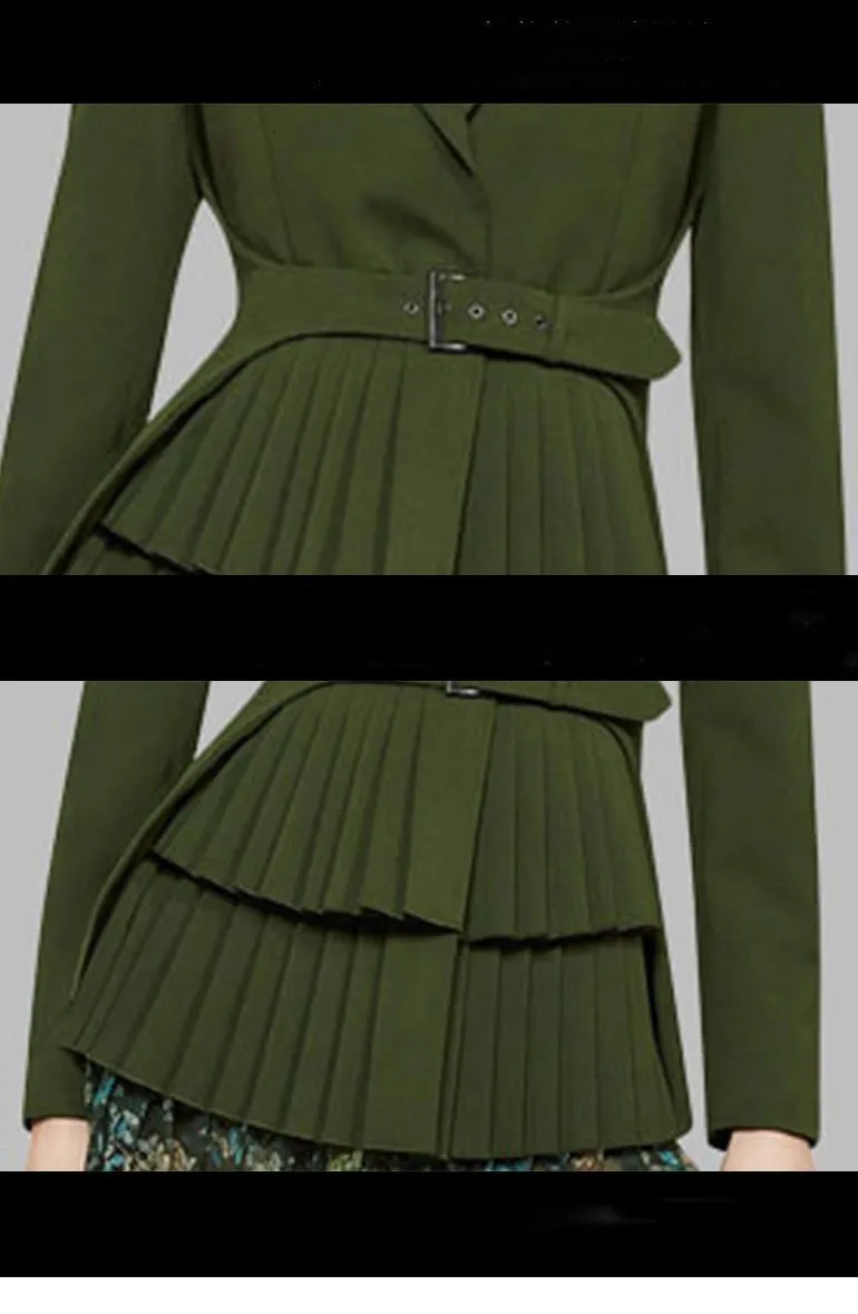 Женская мода с длинным рукавом элегантные костюмы Ruched v-образным вырезом черный блейзер пэчворк однобортный Повседневный блейзер