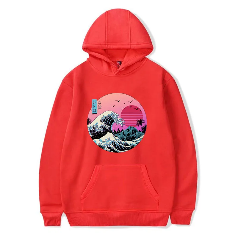 Унисекс повседневные Модные мужские толстовки Harajuku японский Vaporwave Забавный принт пара свободный свитер хип хоп Уличная толстовка с капюшоном