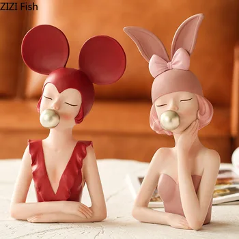 

BUNNY GIRL STATUE RESIN PORTRAITS FIGURINES ORNAMENTS GIRLY ROOM DECORATION DESK DECORATIVE CRAFTS SCULPTURE MODERN HOME DECOR
