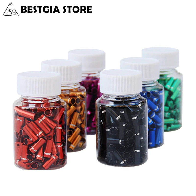 100pcs CNC 5mm Shift Brake Cable 4mm MTB Bike Derailluer Housing Cap Line Outer Crimp Tips