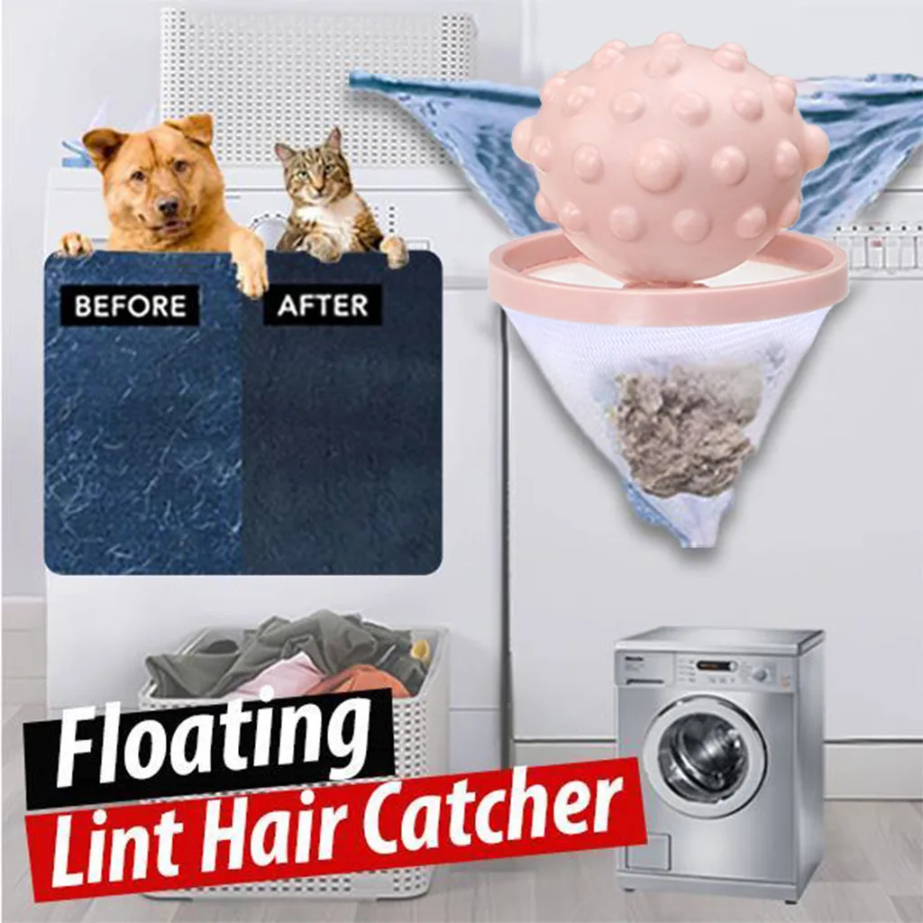 Floating Pet Fur Catcher Laundry Lint Hair Removal Machine Bags Washing L7Z4 