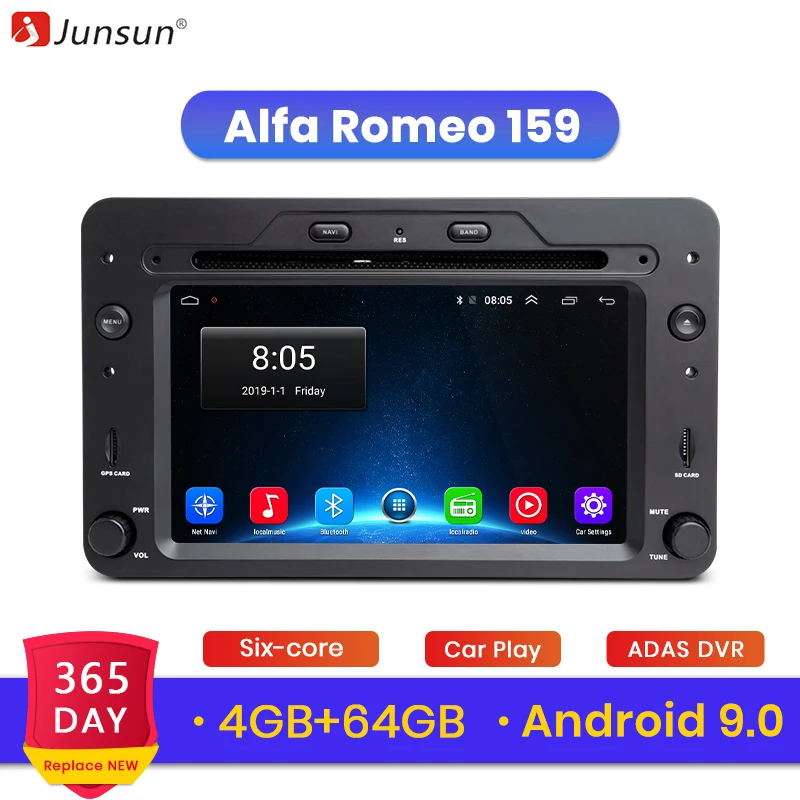 Junsun 4G+ 64G Android 9,0 DSP для Alfa Romeo 159 Паук автомобильный Радио мультимедийный плеер стерео gps навигация Carplay 1 din DVD