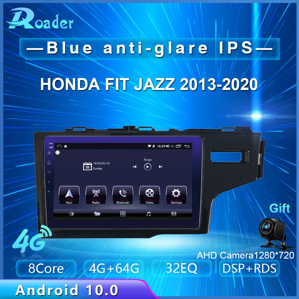 Roader Android 10 0 автомобильный DVD для Honda Jazz 3 Fit 2013 2020 4G/64G Автомобильный мультимедийный плеер с сенсорным экраном