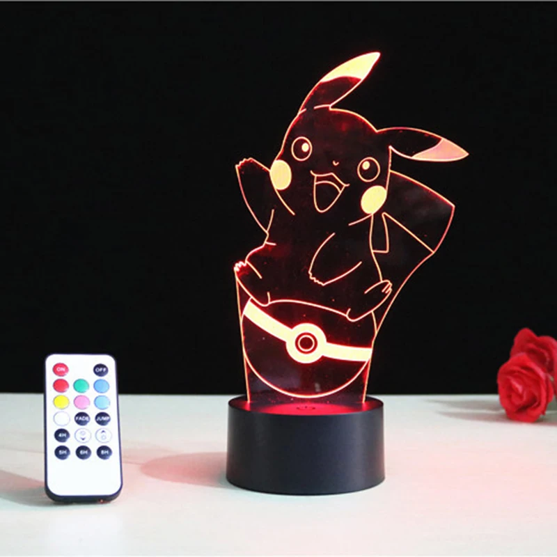 Pokemon Go фигурка 3D RGB лампа Пикачу Покемон Подарочный ночник светодиодный 7 цветов ночник