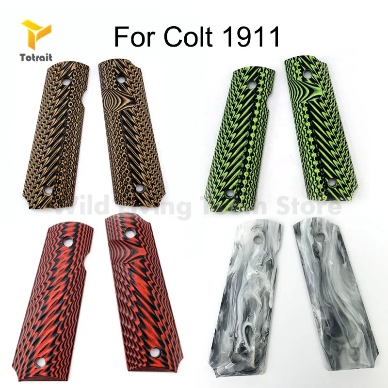 

TOtrait 1 Pair colt 1911 G10 Knife Handles Patch Textured Material Scales Non-slip Blanks For 1911 Grips