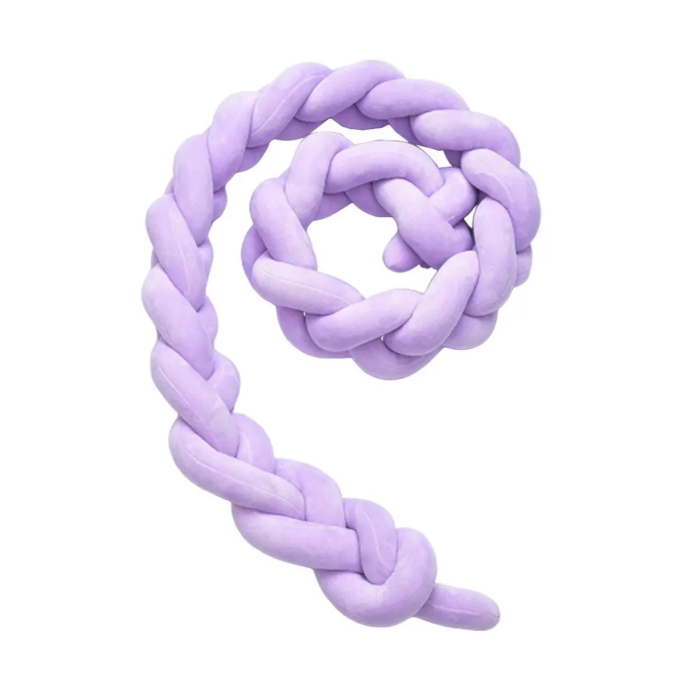 Purple 1M 1 шт., 1 м/2 м, детская кровать, бампер с узлом, длинная ручная работа, плетеная подушка, детская защита для кроватки, детская подушка с узлом, декор для комнаты - Цвет: Purple 1M