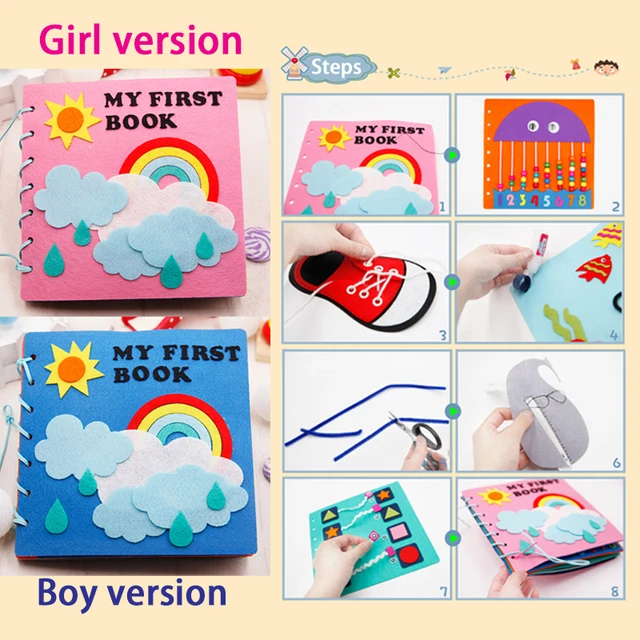 Cloth Book Toddler Montessori Toys DIY Craft Castle Rainbow  Handmade Book Busy Board Baby Early Learning Education Basic Life 4