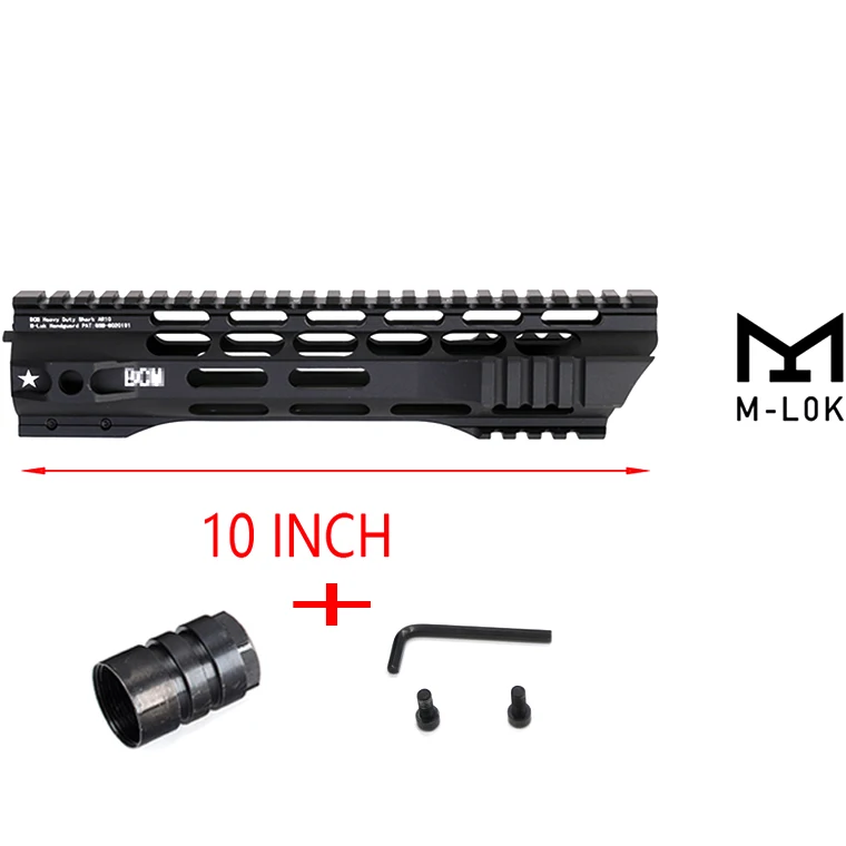 10 Inch handguard 7 10 12 15 дюймов AEG M4 M16 AR15 поплавок M-Lock Quad Rail Handguard Пикатинни со стальной бочкой гайка для охоты - Цвет: 10 Inch handguard
