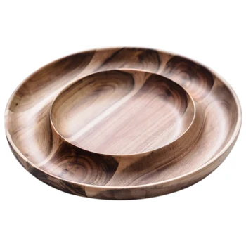

New Double Layer Snacks Candy Wooden Plate Nut Dried Fruit Snack Fruit Dish Storage Trays
